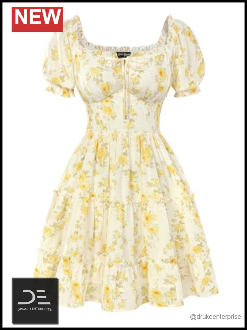 Floral Corset Mini Dress Off Shoulder Puff Sleeve Cottagecore Sundress